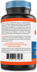 Nova Nutritions Berberine Plus 1000 mg per Serving (Non-GMO) 120 Capsules - Promotes Healthy Blood Sugar Level - Nova Nutritions