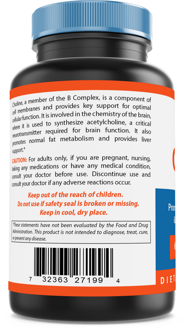 Nova Nutritions Choline Bitartrate 650 mg 180 Tablets - Promotes Cognitive function - Nova Nutritions