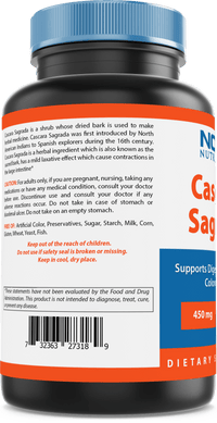 Nova Nutritions Cascara Sagrada Capsules - 450mg - All Natural Laxative - 250 Capsules - Nova Nutritions