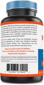 Nova Nutritions Vitamin K2 MK7 100 mcg 120 Veggie Capsules - Nova Nutritions