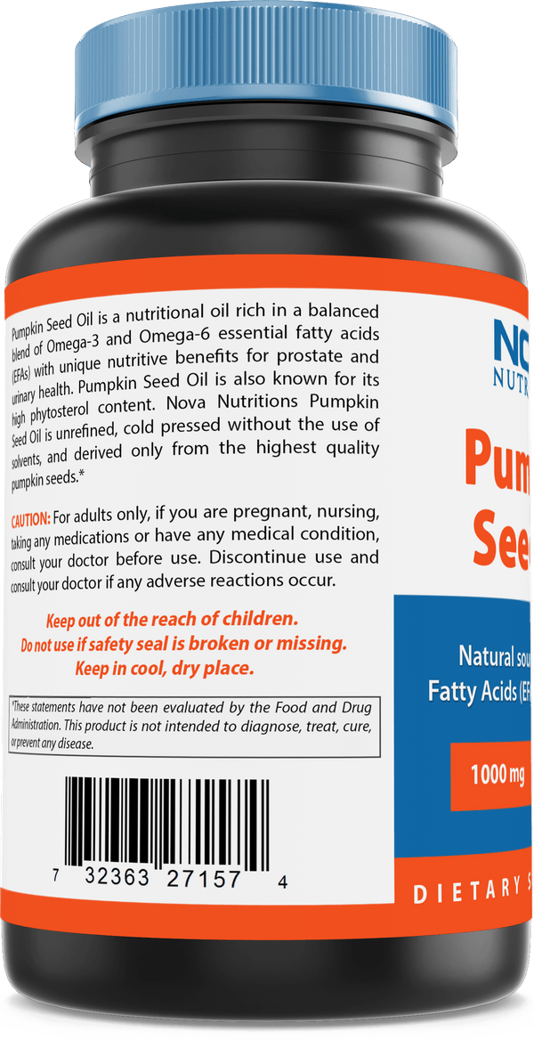 Nova Nutritions Pumpkin Seed Oil 1000 mg 180 Softgels - Nova Nutritions