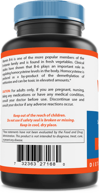 Nova Nutritions Vitamin B6 25 mg - Supports Healthy Nervous System, Metabolism & Cell Health - 250 Tablets - Nova Nutritions