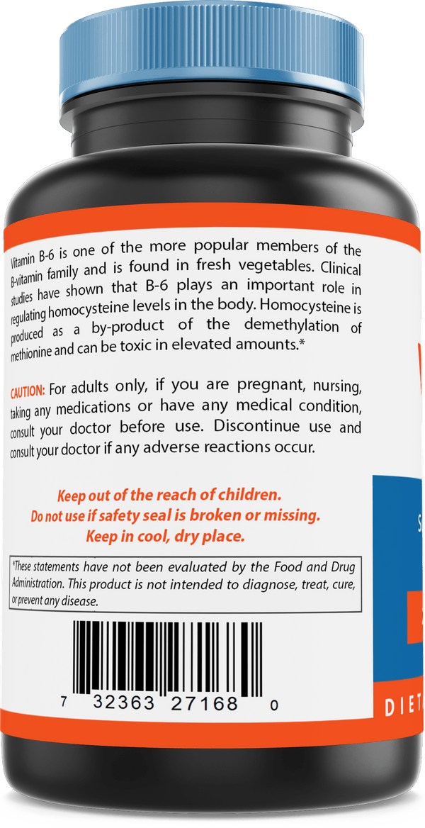 Nova Nutritions Vitamin B6 25 mg - Supports Healthy Nervous System, Metabolism & Cell Health - 250 Tablets - Nova Nutritions
