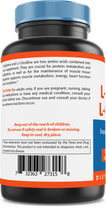 Nova Nutritions L-Arginine L-Citrulline 1000mg - Promotes Muscle Relaxation - 120 Tablets - Nova Nutritions