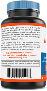 Nova Nutritions Alpha Lipoic Acid ALA 200 mg (Non-GMO) for Healthy Blood Sugar Support & Antioxidant Support, 120 Capsules - Nova Nutritions