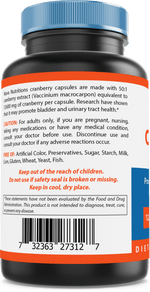 Nova Nutritions Cranberry Urinary Tract Health Dietary Supplement, 12600mg Vegetarian Craberry Pills with Vitamin C & Vitamin E, Helps Cleanse & Protect The Urinary Tract, 180 Count - Nova Nutritions