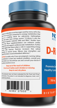 Nova Nutritions D-Ribose 700 mg Veggie Capsule - PROMOTES MUSCLE RECOVERY AND WORKOUT RECOVERY - 180 Count - Nova Nutritions