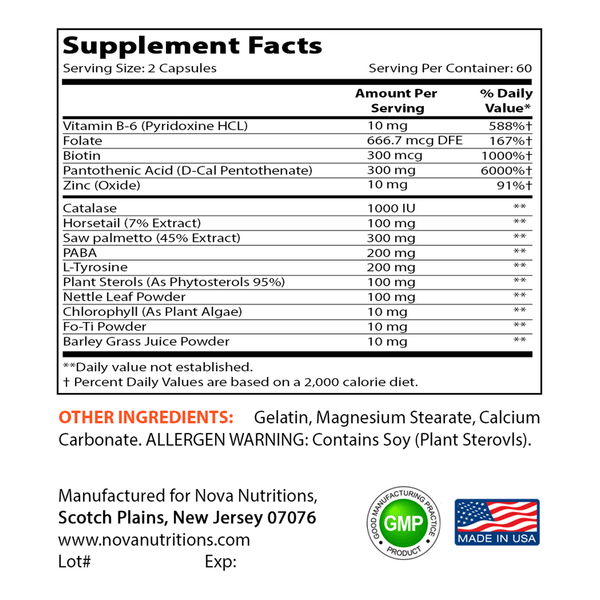 Nova Nutritions Anti-Gray Hair Formula 120 Capsules - Nova Nutritions
