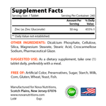 Nova Nutritions Zinc Gluconate 50mg, Supports Healthy Immune Function, 240 Tablets - Nova Nutritions