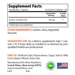 Nova Nutritions Acetyl L-Carnitine 500mg Capsules - Helps Maintain Healthy Brain Function, 120 Count - Nova Nutritions