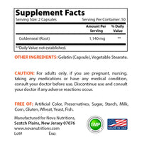Nova Nutritions Goldenseal Root 570mg (Non-GMO) Capsules, Promotes Healthy Immune & Overall Wellness, 100 Count - Nova Nutritions