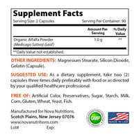 Nova Nutrition's Alfalfa 500 mg 180 Capsules